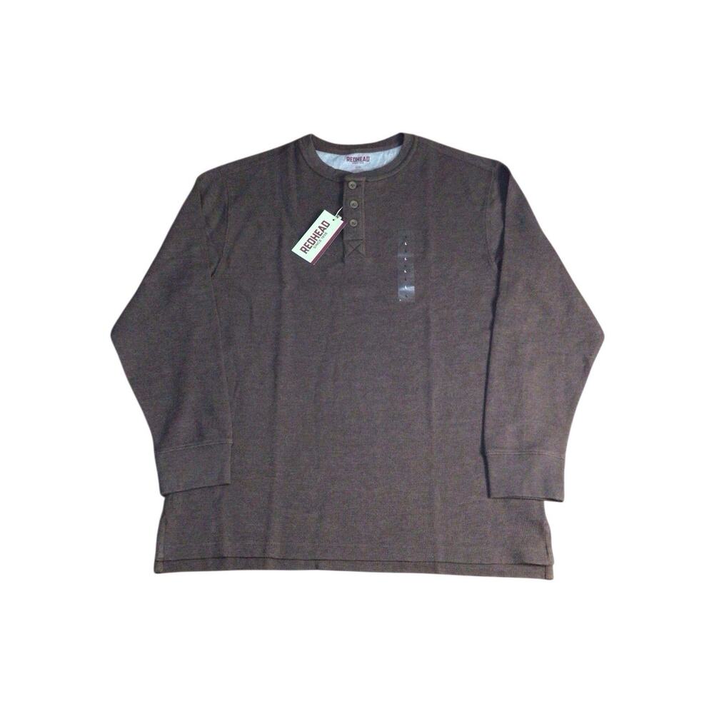 RedHead Men's Thermal Henley Long-Sleeve Shirt Java Heather Large NWT